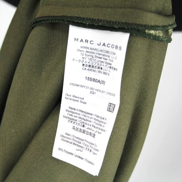 Marc Jacobs Green Velvet Henley Maxi Slip Dress Polyester Long Sleeves 0 XS NEW - Picture 8 of 8